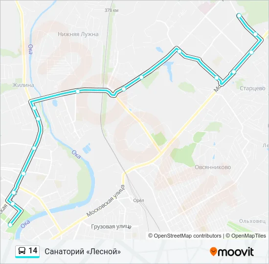 Автобус 14: карта маршрута