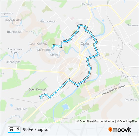 Автобус 19: карта маршрута