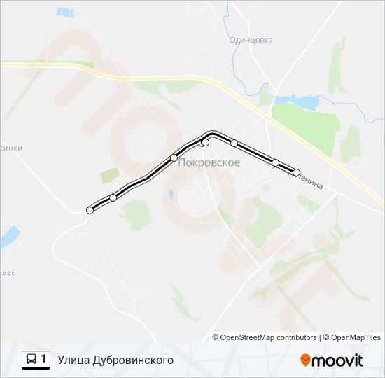 Автобус 1: карта маршрута