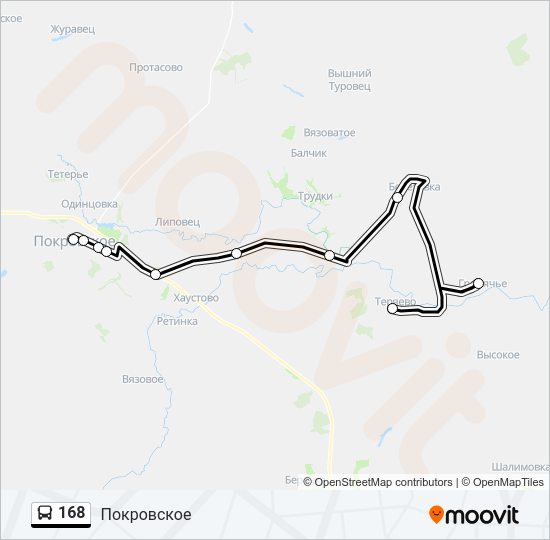 Автобус 168: карта маршрута