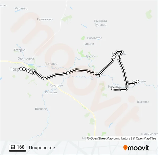 Автобус 168: карта маршрута