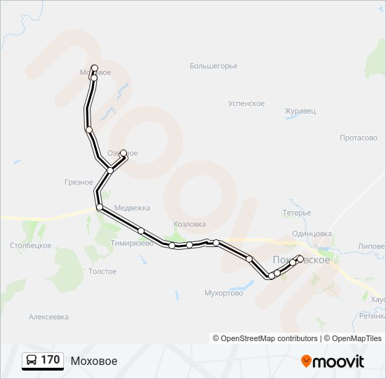 Автобус 170: карта маршрута