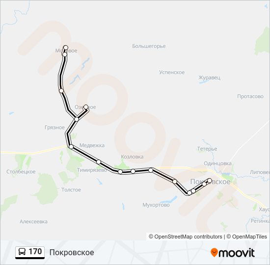 Автобус 170: карта маршрута