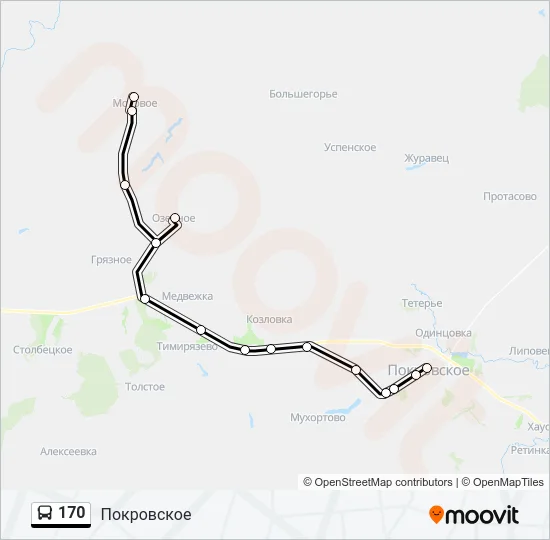 Автобус 170: карта маршрута