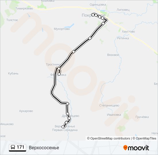 Автобус 171: карта маршрута