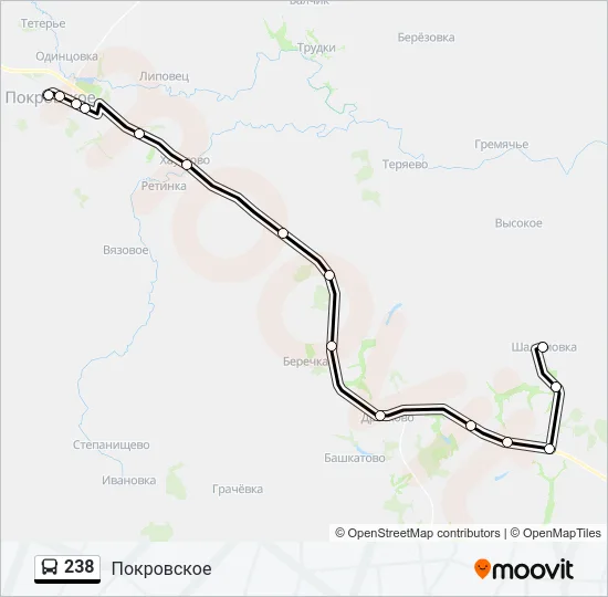Автобус 238: карта маршрута