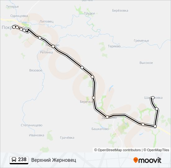 Автобус 238: карта маршрута