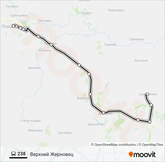 Автобус 238: карта маршрута