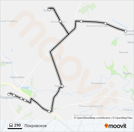Автобус 290: карта маршрута