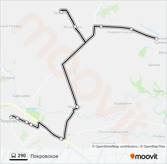 Автобус 290: карта маршрута