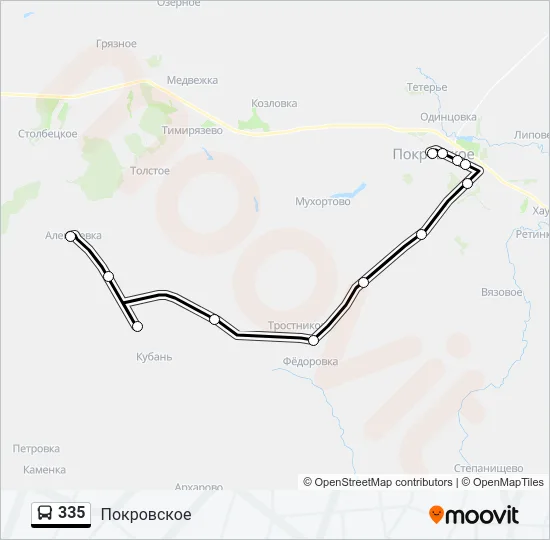 Автобус 335: карта маршрута
