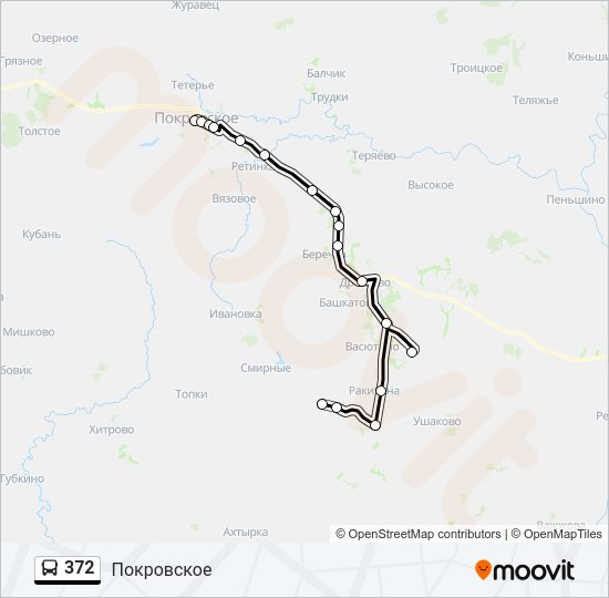 Автобус 372: карта маршрута