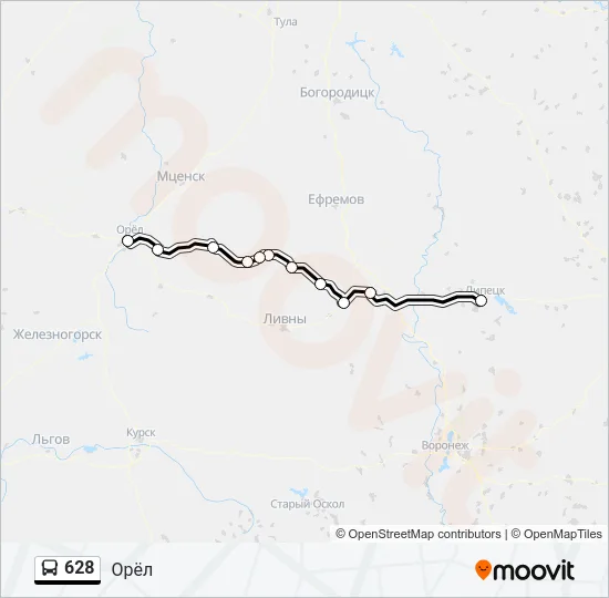 628 Bus Line Map