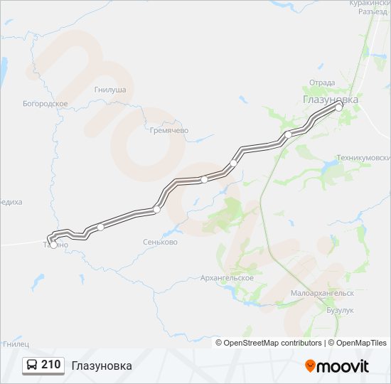 Автобус 210: карта маршрута