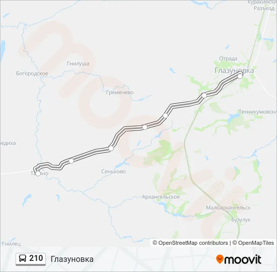 Автобус 210: карта маршрута