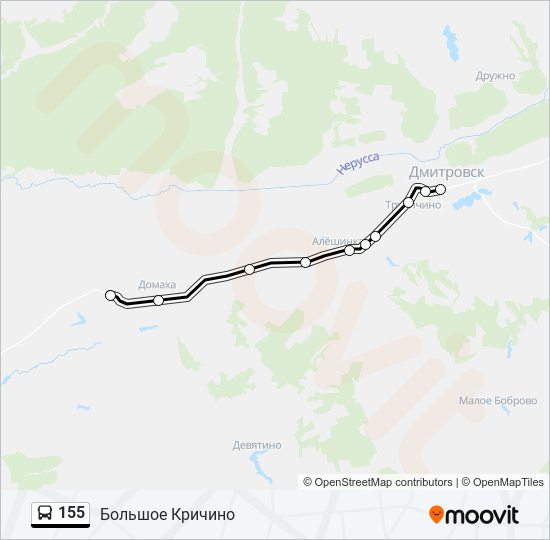 Расписание автобусов 155 ярославль рождествено. Трасса а 155 на карте. Кричино Калужская область на карте.