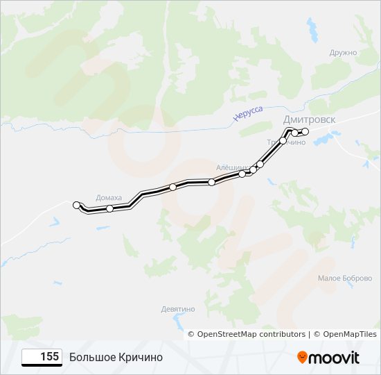 Автобус 155 маршрут остановки. Трасса а 155 на карте. Кричино Калужская область на карте.