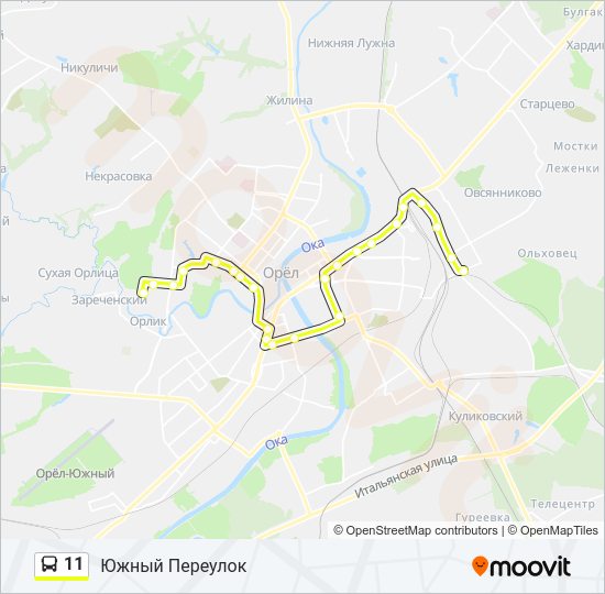 Автобус 11: карта маршрута