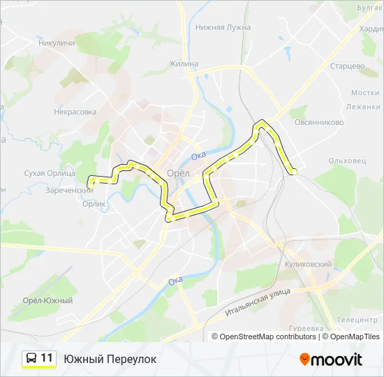 Автобус 11: карта маршрута