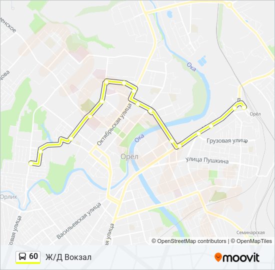 Автобус 60: карта маршрута