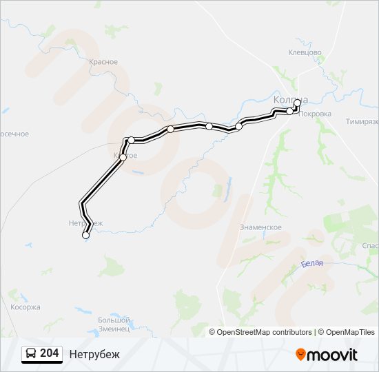 Автобус 204: карта маршрута