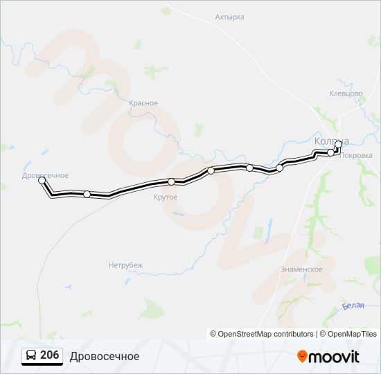 Автобус 206: карта маршрута