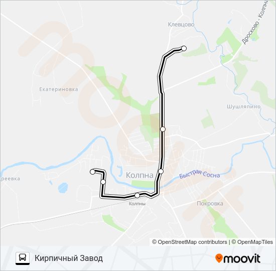 САХАРНЫЙ ЗАВОД - КЛЕВЦОВО Bus Line Map