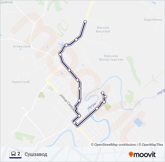 Автобус 2: карта маршрута