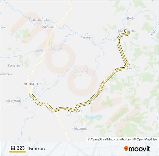 Автобус 223: карта маршрута