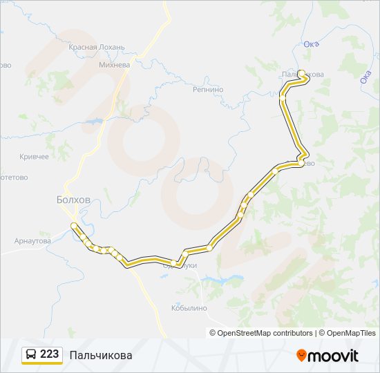 Автобус 223: карта маршрута
