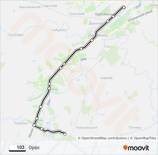 Автобус 103: карта маршрута
