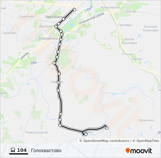 Автобус 104: карта маршрута