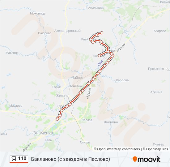 Автобус 110: карта маршрута