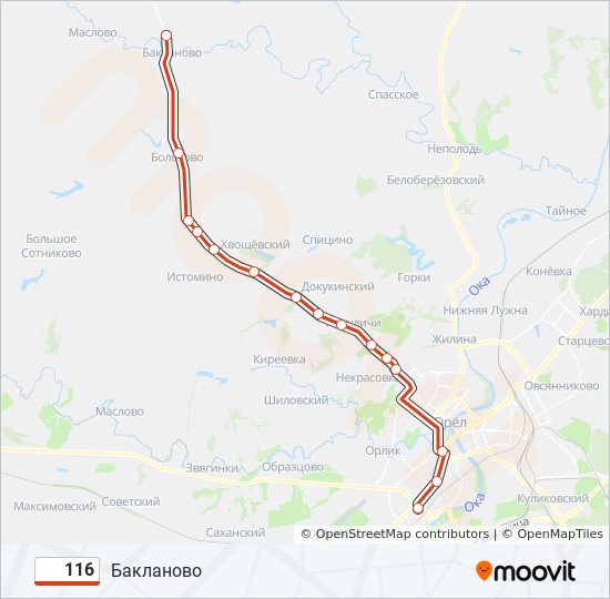 Автобус 116: карта маршрута