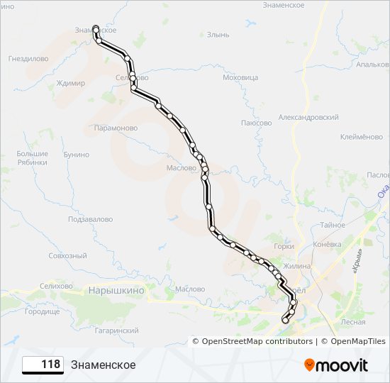 Автобус 118: карта маршрута