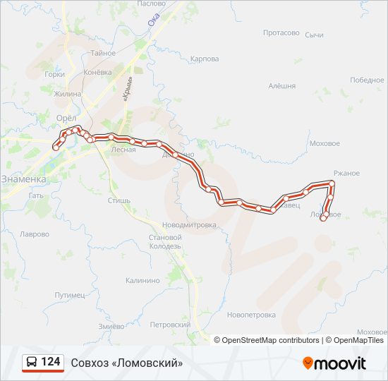 Автобус 124: карта маршрута