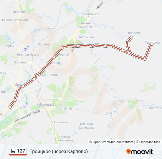 Автобус 127: карта маршрута