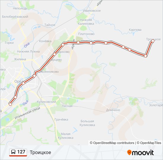 Автобус 127: карта маршрута