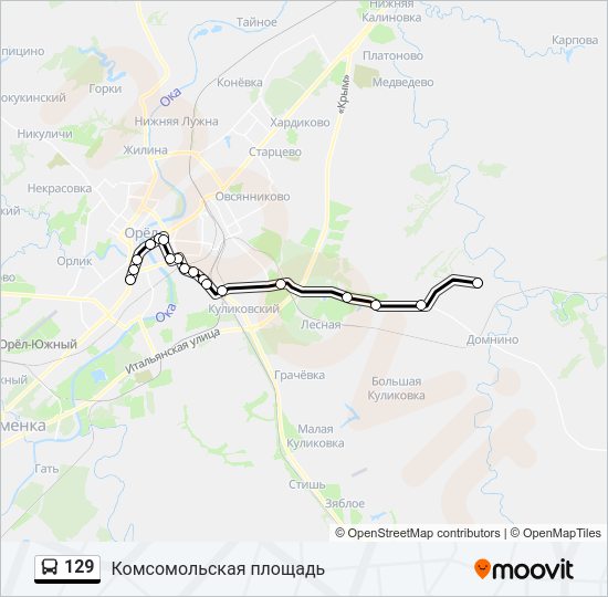 Автобус 129: карта маршрута