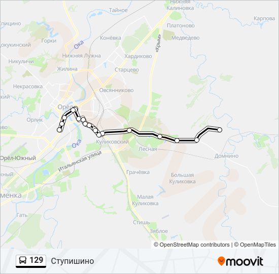Автобус 129: карта маршрута