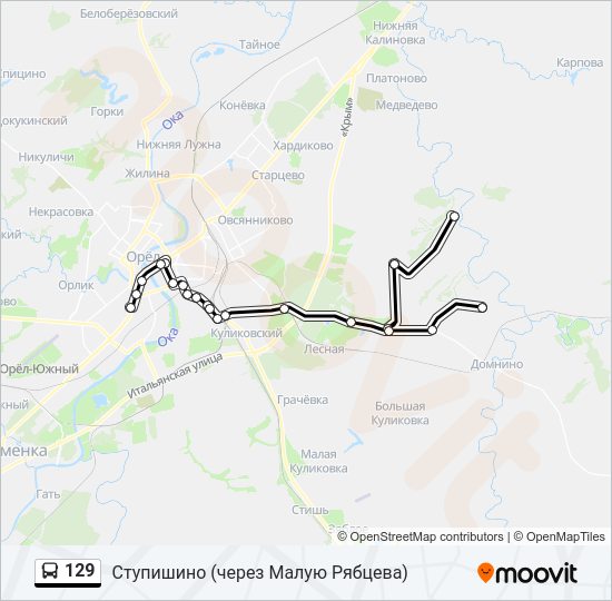 Автобус 129: карта маршрута