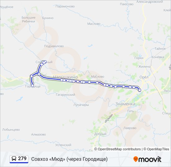 Автобус 279: карта маршрута