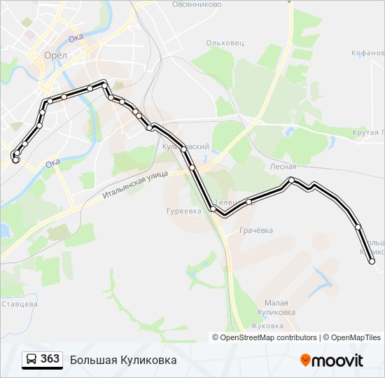 Карта автобусов орел. Маршрут 363. Карта маршрута 363 автобус. Расписание автобусов орёл большая Куликовка 363. Маршрут автобуса 363 расписание.