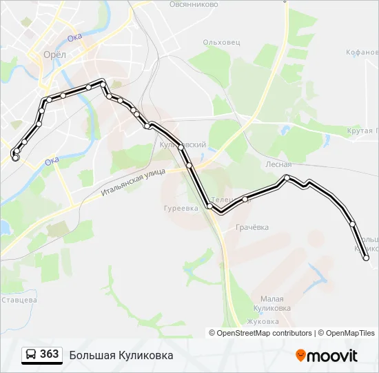 Автобус 363: карта маршрута