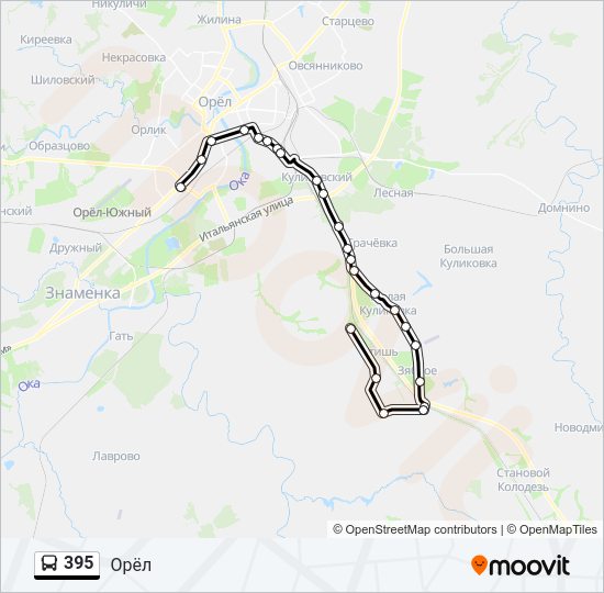 Автобус 395: карта маршрута