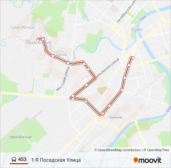 Автобус 453: карта маршрута