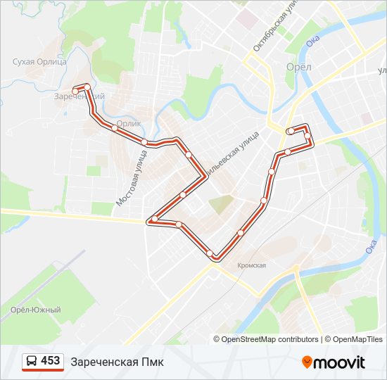 Автобус 453: карта маршрута