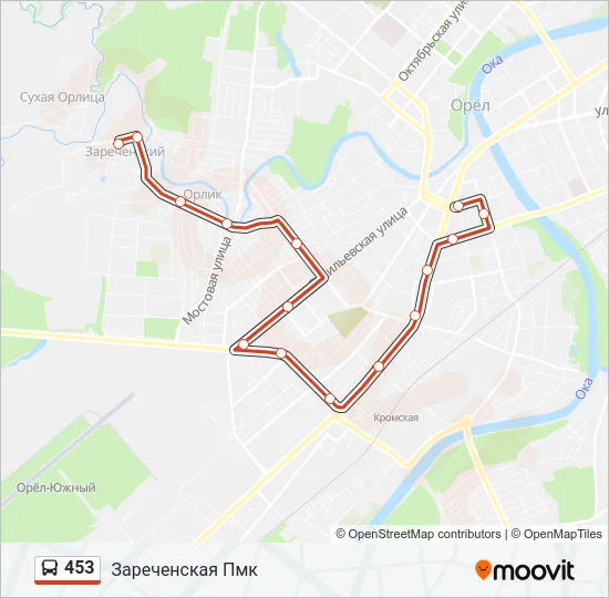 Автобус 453: карта маршрута