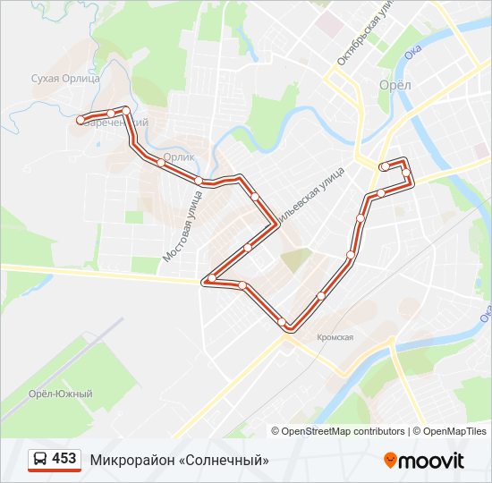 Автобус 453: карта маршрута