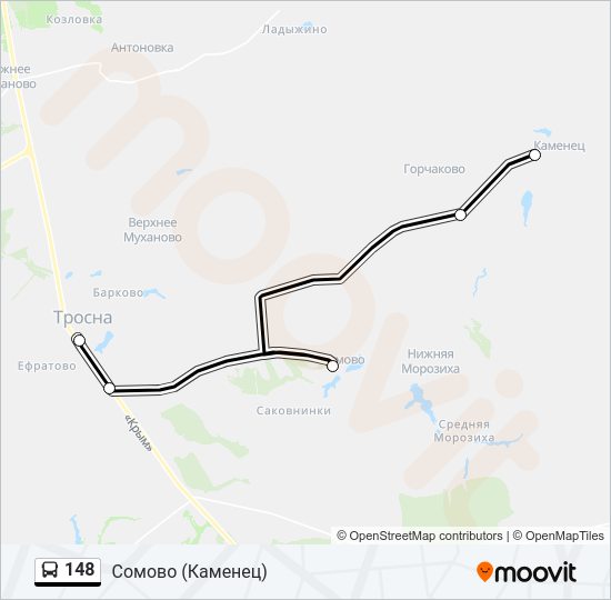 Автобус 148: карта маршрута